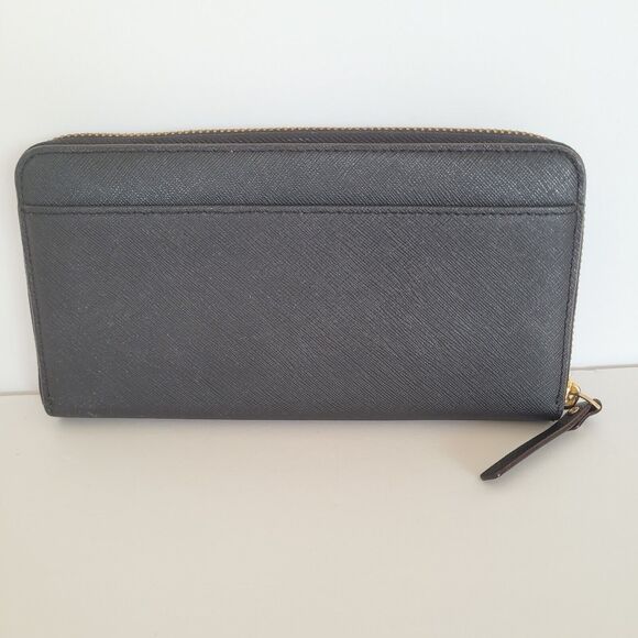 Kate Spade Neda Wallet Clutch Accordion Geniue Leather Zip Around Black Classic - Picture 2 of 11